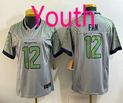 Youth Nike Seattle Seahawks 12th Fan 2025 Gray Rivalries Stitched Football Jersey
