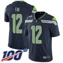 Youth Nike Seattle Seahawks 12th Fan Blue With NFL 100th Season Patch Vapor Untouchable Limited Authentic Stitched NFL Jersey