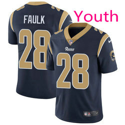 Youth Nike St. Louis Rams #28 Marshall Faulk Blue Authentic Stitched NFL Jersey