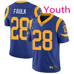 Youth Nike St. Louis Rams #28 Marshall Faulk Royal Authentic Stitched NFL Jersey
