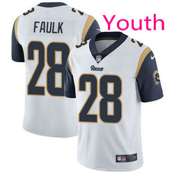 Youth Nike St. Louis Rams #28 Marshall Faulk White Authentic Stitched NFL Jersey