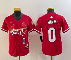 Youth Nike St.Louis Cardinals #0 Masyn Winn Red 2024 City Game Authentic stitched MLB jersey