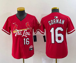Youth Nike St.Louis Cardinals #16 Nolan Gorman Red City Authentic Stitched MLB Jersey