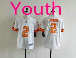 Youth Nike Tampa Bay Buccaneers #2 Emeka Egbuka White Throwback Authentic Stitched NFL Jersey