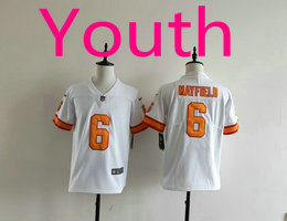 Youth Nike Tampa Bay Buccaneers #6 Baker Mayfield White Throwback Authentic Stitched NFL Jersey