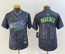 Youth Nike Tampa Bay Rays #17 Isaac Paredes Charcoal 2024 City Authentic stitched MLB jersey
