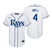 Youth Nike Tampa Bay Rays #4 Blake Snell White Game Authentic stitched MLB jersey