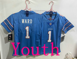 Youth Nike Tennessee Titans #1 Cameron Ward Light Blue 2026 Stitched NFL Jersey