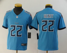 Youth Nike Tennessee Titans #22 Derrick Henry Light Blue New Vapor Untouchable Authentic Stitched NFL Jersey