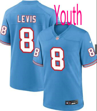 Youth Nike Tennessee Titans #8 Will Levis Light Blue Throwback Stitched Jersey