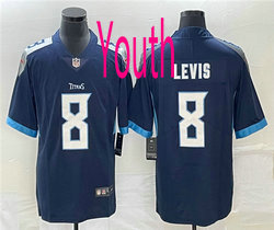 Youth Nike Tennessee Titans #8 Will Levis Navy Vapor Untouchable Authentic Stitched NFL Jersey