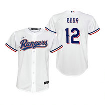 Youth Nike Texas Rangers #12 Rougned Odor White Game Authentic Stitched MLB jersey