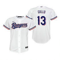 Youth Nike Texas Rangers #13 Joey Gallo White Game Authentic Stitched MLB jersey
