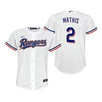 Youth Nike Texas Rangers #2 Jeff Mathis White Game Authentic Stitched MLB jersey