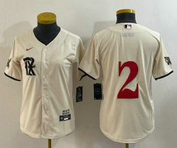 Youth Nike Texas Rangers #2 Marcus Semien Cream 2023 City Authentic Stitched MLB Jersey