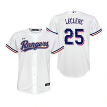 Youth Nike Texas Rangers #25 Jose Leclerc White Game Authentic Stitched MLB jersey