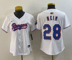 Youth Nike Texas Rangers #28 Jonah Heim White Champions Gold name Authentic Stitched MLB Jersey