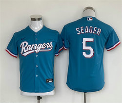 Youth Nike Texas Rangers #5 Corey Seager Light Blue Game Authentic Stitched MLB Jersey
