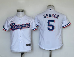 Youth Nike Texas Rangers #5 Corey Seager White Authentic Stitched MLB Jersey