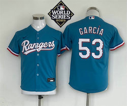 Youth Nike Texas Rangers #53 Adolis Garcia Light Blue 2023 World Series Authentic Stitched MLB Jersey