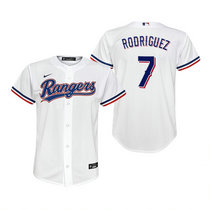Youth Nike Texas Rangers #7 Ivan Rodriguez White Game Authentic Stitched MLB jersey