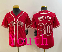 Youth Nike Texas Rangers #80 Rangers Kumar Red 2026 City MLB Jersey