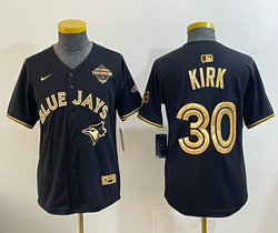 Youth Nike Toronto Blue Jays #30 Alejandro Kirk Black Gold Champion Stitched Baseball Jersey