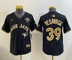 Youth Nike Toronto Blue Jays #39 Trey Yesavage Black Gold Champion Stitched Baseball Jersey