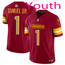 Youth Nike Washington Commanders #1 Deebo Samuel Sr Burgundy Vapor Untouchable Authentic Stitched NFL Jersey