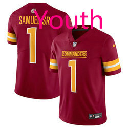 Youth Nike Washington Commanders #1 Deebo Samuel Sr Red Authentic Stitched NFL Jersey
