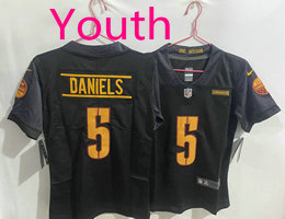 Youth Nike Washington Commanders #5 Jayden Daniels Black Football Jersey
