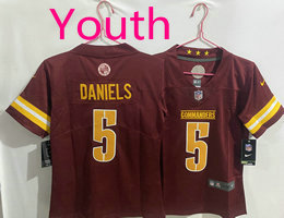 Youth Nike Washington Commanders #5 Jayden Daniels Burgundy Football Jersey