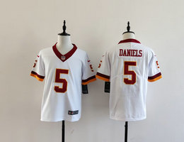 Youth Nike Washington Commanders #5 Jayden Daniels White Throwback NFL jersey