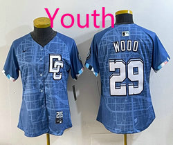 Youth Nike Washington Nationals #29 James Wood Blue Joint Stitched MLB Jersey
