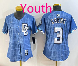 Youth Nike Washington Nationals #3 Dylan Crews Blue Joint Stitched MLB Jersey