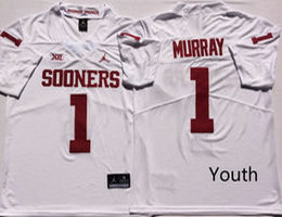 Youth Oklahoma Sooners #1 Kyler Murray White Vapor Untouchable Authentic College Sitched Football Jersey