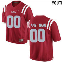 Youth Ole Miss Rebels Customized College Alumni Football Red Limited Authentic Stitched NCAA Jersey