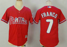 Youth Philadelphia Phillies #7 Maikel Franco Red New Majestic Authentic Stitched MLB Jersey