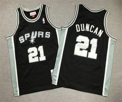 Youth San Antonio Spurs #21 Tim Duncan Black Throwback Authentic Stitched NBA jersey