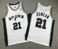 Youth San Antonio Spurs #21 Tim Duncan White Throwback Authentic Stitched NBA jersey