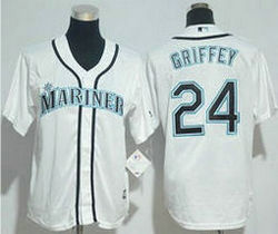 Youth Seattle Mariners #24 Ken Griffey White Authentic Stitched MLB Jersey
