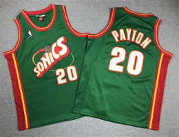 Youth Seattle Sonics #20 Gary Payton Green Hardwood Classics Authentic Stitched NBA Jersey