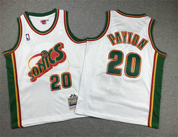 Youth Seattle Sonics #20 Gary Payton White Hardwood Classic Authentic Stitched NBA jersey