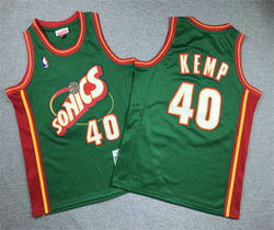 Youth Seattle Sonics #40 Shawn Kemp Green Hardwood Classics Authentic Stitched NBA Jersey