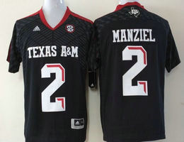 Youth Texas A&M Aggies #2 Johnny Manziel Black Authentic Stitched College Football Jersey