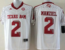 Youth Texas A&M Aggies #2 Johnny Manziel White Authentic Stitched College Football Jersey