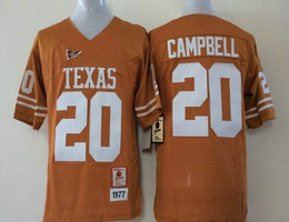 Youth Texas Longhorns #20 Earl Campbell Orange Authentic Stitched College Football Jersey