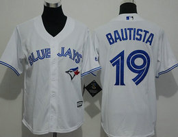Youth Toronto Blue Jays #19 Jose Bautista White New Majestic Stitched MLB Jersey