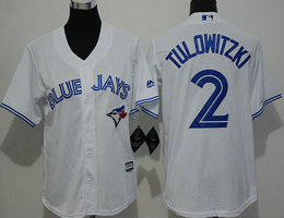Youth Toronto Blue Jays #2 Troy Tulowitzki White New Majestic Authentic Stitched MLB Jersey