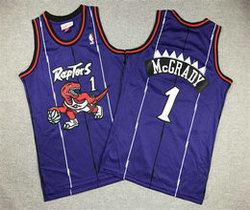 Youth Toronto Raptors #1 Tracy McGrady Purple Throwback Authentic Stitched NBA jersey